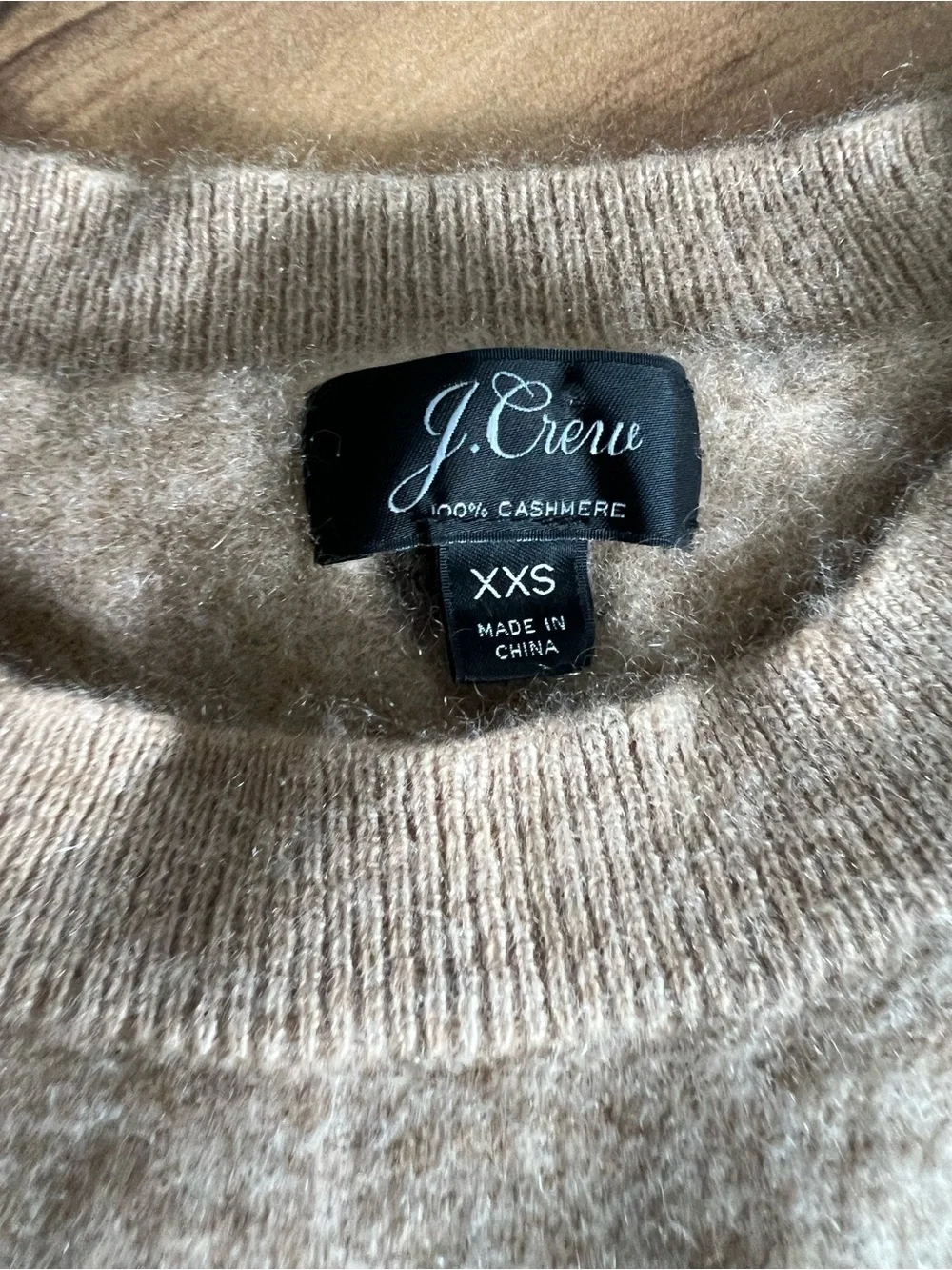 J. Crew Beige Crewneck Sweater with Black Sequin Dots xxs 100% cashmere